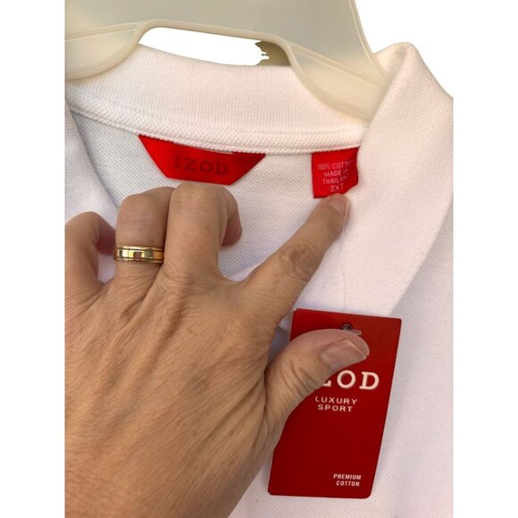 Izod Polo Shirt Mens 2XT White Premium Cotton Classic Fit Golf Outdoor NWT - Picture 2 of 4